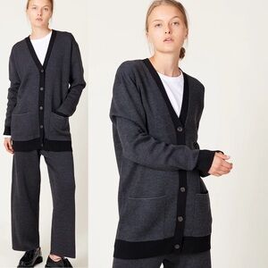 6397 Double Knit Cardigan in Black and Grey sz S